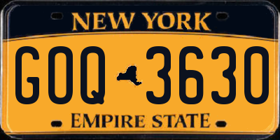NY license plate GOQ3630