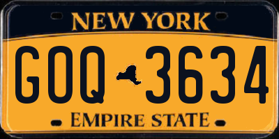 NY license plate GOQ3634