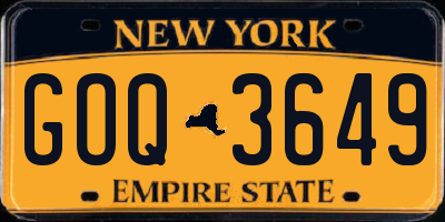NY license plate GOQ3649
