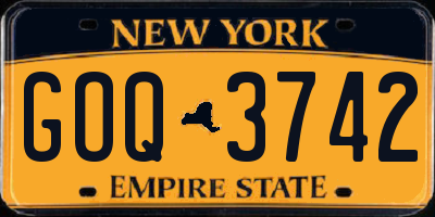 NY license plate GOQ3742