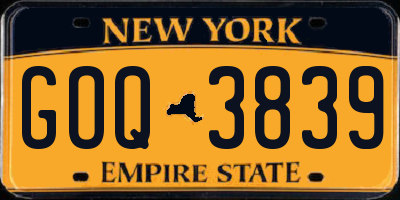 NY license plate GOQ3839