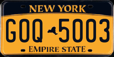 NY license plate GOQ5003