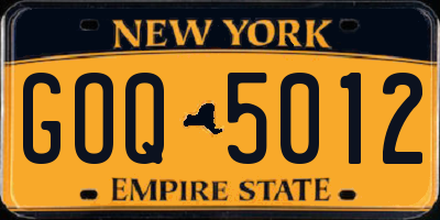 NY license plate GOQ5012