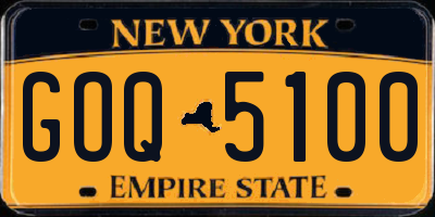 NY license plate GOQ5100