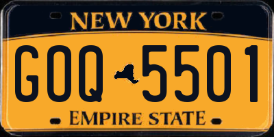 NY license plate GOQ5501