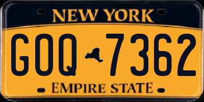 NY license plate GOQ7362