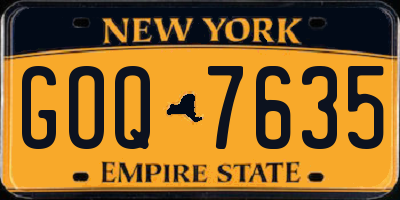 NY license plate GOQ7635