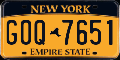 NY license plate GOQ7651