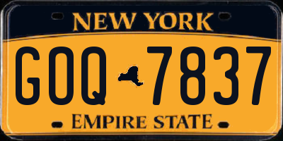 NY license plate GOQ7837