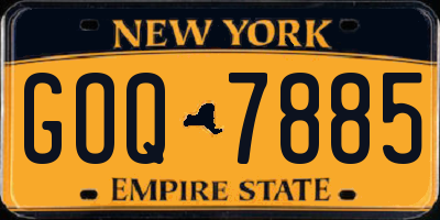 NY license plate GOQ7885