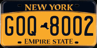 NY license plate GOQ8002