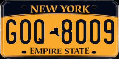 NY license plate GOQ8009