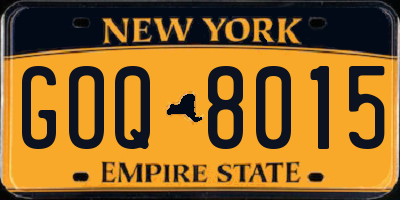 NY license plate GOQ8015