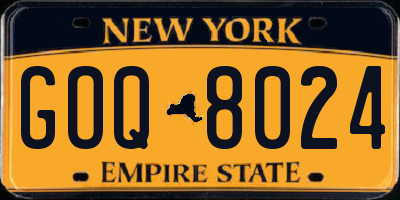 NY license plate GOQ8024