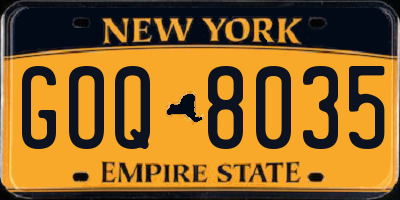 NY license plate GOQ8035