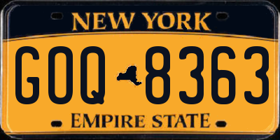 NY license plate GOQ8363