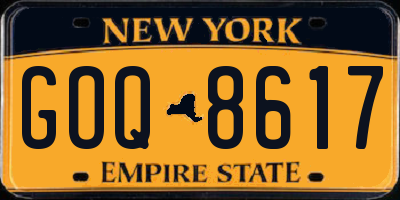 NY license plate GOQ8617