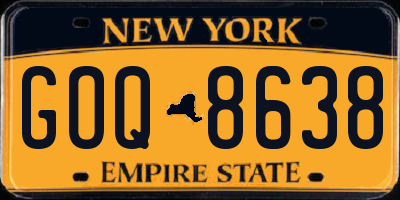 NY license plate GOQ8638