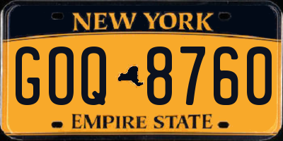 NY license plate GOQ8760
