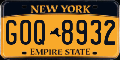 NY license plate GOQ8932