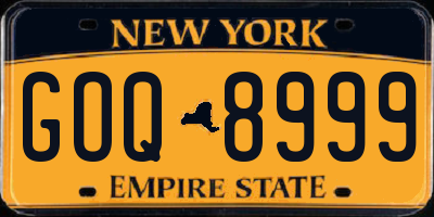 NY license plate GOQ8999