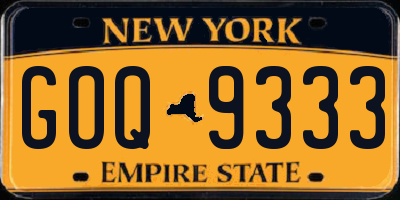 NY license plate GOQ9333