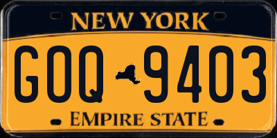 NY license plate GOQ9403