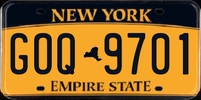 NY license plate GOQ9701