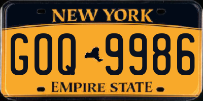 NY license plate GOQ9986