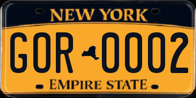 NY license plate GOR0002