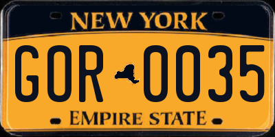 NY license plate GOR0035