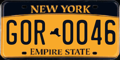 NY license plate GOR0046