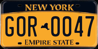 NY license plate GOR0047