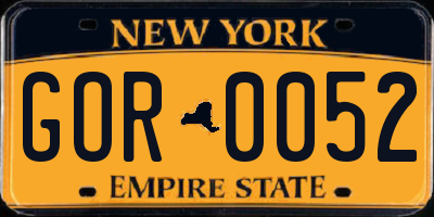 NY license plate GOR0052