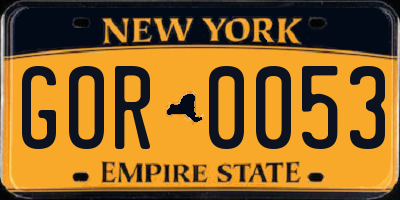NY license plate GOR0053