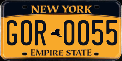 NY license plate GOR0055