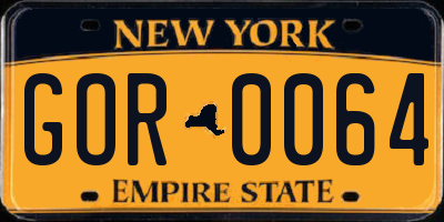 NY license plate GOR0064