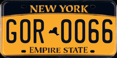 NY license plate GOR0066