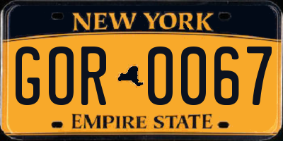 NY license plate GOR0067