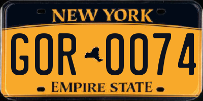 NY license plate GOR0074