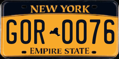 NY license plate GOR0076