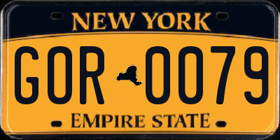 NY license plate GOR0079
