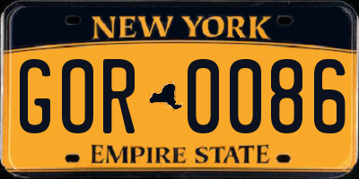 NY license plate GOR0086