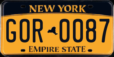 NY license plate GOR0087