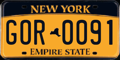 NY license plate GOR0091