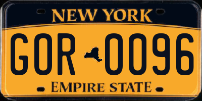 NY license plate GOR0096