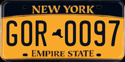 NY license plate GOR0097