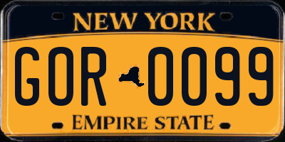 NY license plate GOR0099