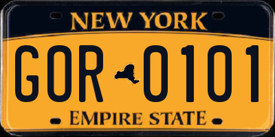 NY license plate GOR0101