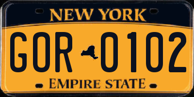 NY license plate GOR0102